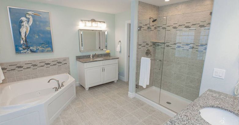 Inside the custom home bathroom with clean design