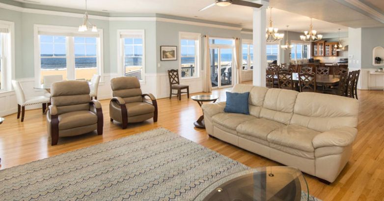 Living room of custom home with overlooking view of the sea built by RBC Homes