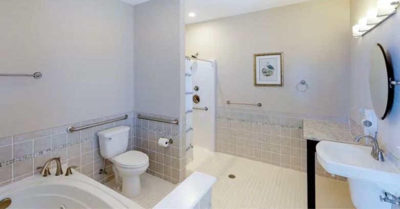 Elegant bathroom inside the custom home in Atlantic Villa Fran-to-Sea