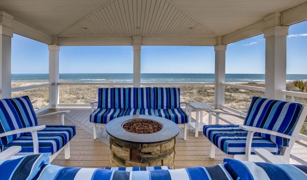 The A Crown Jewel custom view deck with stunning view of the sea in Virginia Beach