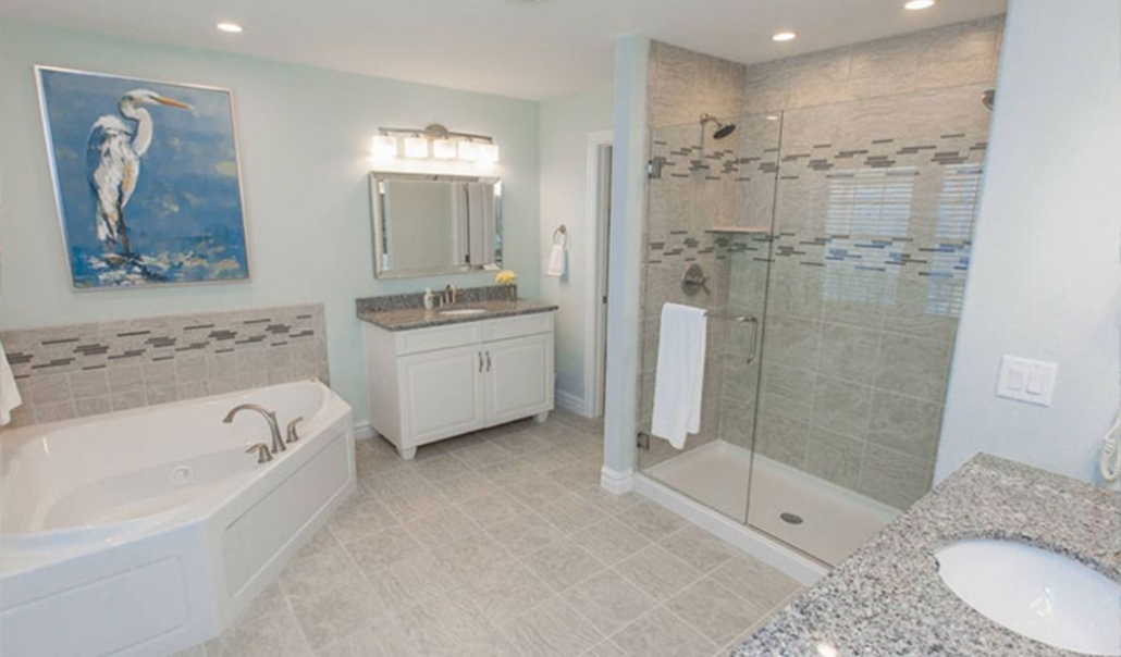 Custom bathrooms with minimalist design built by RBC Homes