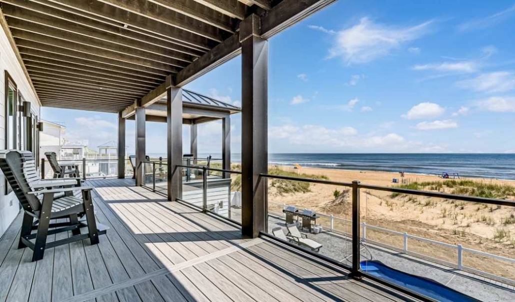 Accessible deck addition with oceanfront seating for comfortable retirement outdoor living