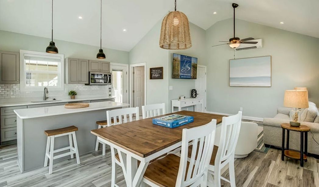 Bright open-concept kitchen and living area in a custom Virginia Beach home by RBC Homes