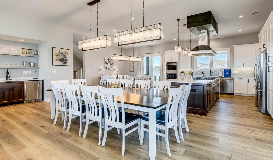 Kitchen and dining room expansion with large island in a Virginia Beach home